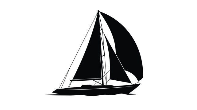 Sailing boat silhouette against a white background a nautical depiction silhouette
