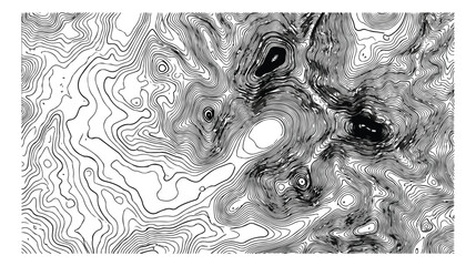 Topographic map vector background, abstract contour lines of mountain terrain, monochrome geographic relief pattern for cartography and design © ali