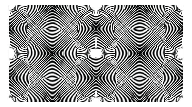 Hypnotic concentric circle vector pattern, black and white optical art background, geometric moire effect texture for modern graphic design