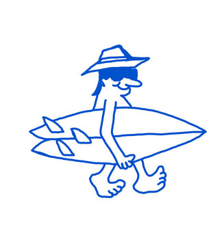 vector illustration of cartoon srfing