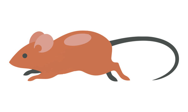 Side view silhouette of a small field mouse scurrying in a minimalist flat design with smooth flowing lines and solid colors on a white background wildlife concept
