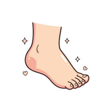 Clean Human Foot Illustration with Sparkles and Hearts for Beauty and Hygiene Concept