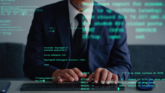 Concept of a man using a computer and digital technology