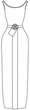 Elegant Thai Dusit traditional dress illustration, Royal Thai costume.