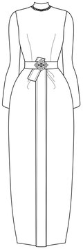 Elegant Thai Boromphiman traditional dress illustration, Royal Thai costume.