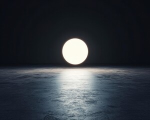 Obraz premium Single glowing dot in vast black space, minimalist concept