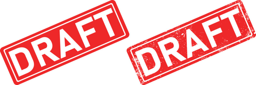 graphic stamp draft label icon with bold red borders and white draft letters