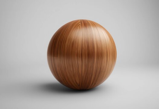 Wooden ball replicating natural wood texture and annual ring graphics