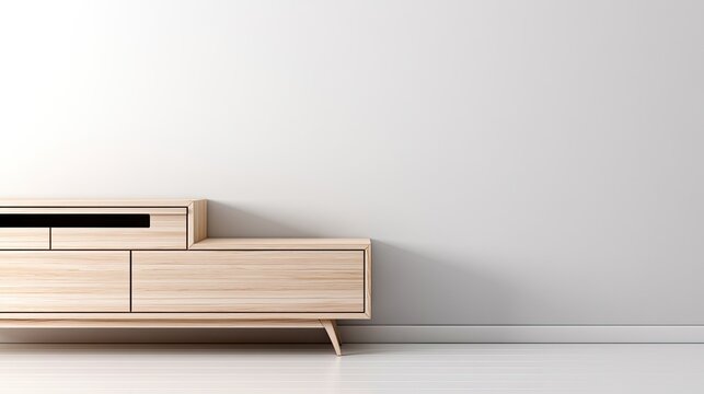 Partial close-up of multi-layer log drawer storage cabinet, white curved minimalist nordic furniture home decor ecommerce backdrop
