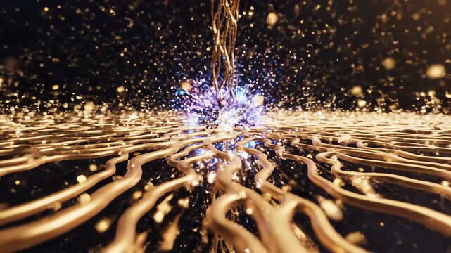 neural network and artificial intelligence data visualization illustrating abstract energy flow for digital connectivity and futuristic technology