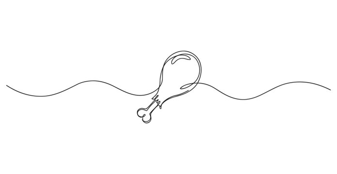 Chicken drumstick continuous single line drawing with drumstick continuous minimalist