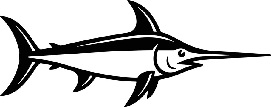 Catfish silhouette with whiskers on black background.