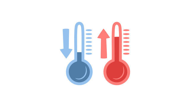 Climate Temperature Icons Showing Heat Increase and Cold Decrease