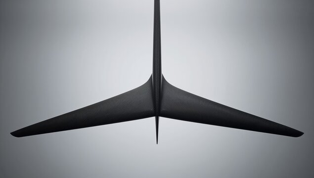 Carbon fiber hydrofoil wing and mast connection on gradient background
