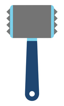 Minimalist kitchen meat tenderizer mallet with a double-sided head, isolated on white. Culinary utensil concept