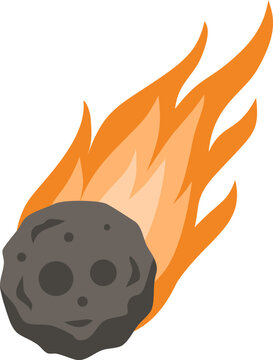 falling meteor with a burning flame trail vector design