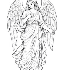 Obraz premium PNG Elegant angelic figure illustration.