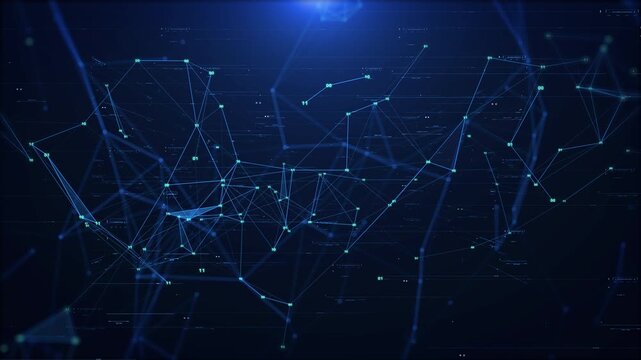 Technology digital cyberspace, data network connection. Futuristic sci-fi with hud ui system interface spinning 4K motion background