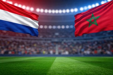 Obraz premium Netherlands Morocco Soccer Stadium Crowd Flags Night World Cup