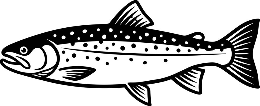 Subtle trout fish graphic outline.