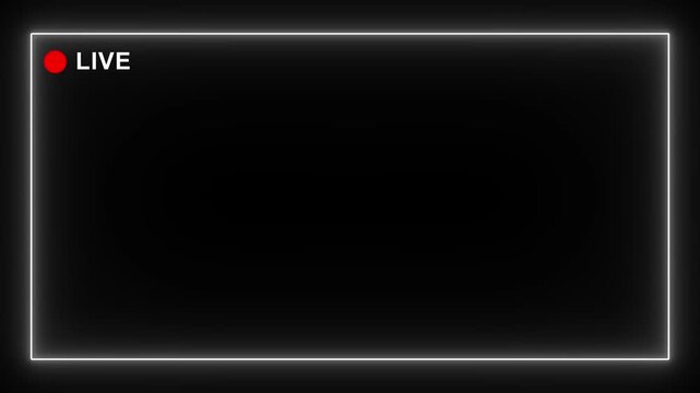 Live broadcast overlay featuring a glowing white frame and red recording indicator for digital streaming, social media creation, cinematic vlogging, and real-time media