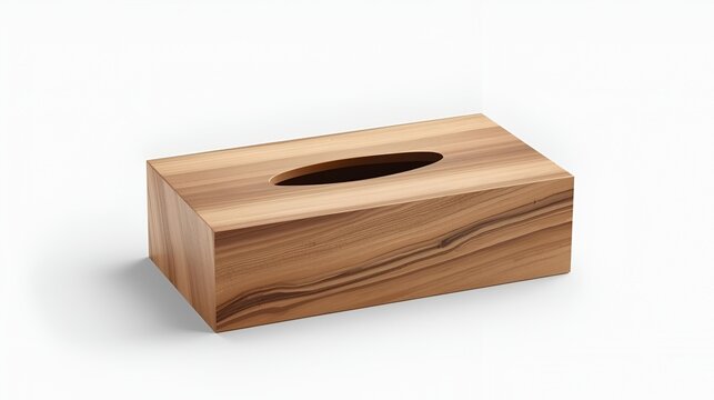 Wooden tissue box cover made from natural wood, modern minimalist home deco