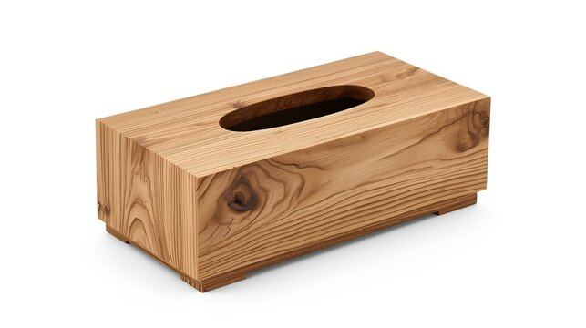Wooden tissue box cover made from natural wood, modern minimalist home deco