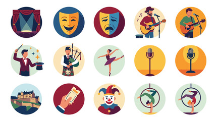 Fototapeta premium Performing Arts and Entertainment Icons Set