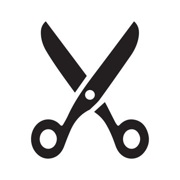 Black Silhouette Of Crossed Scissors A Flat Icon On A White Background For Design Applications shears cutting-tool clippers snips