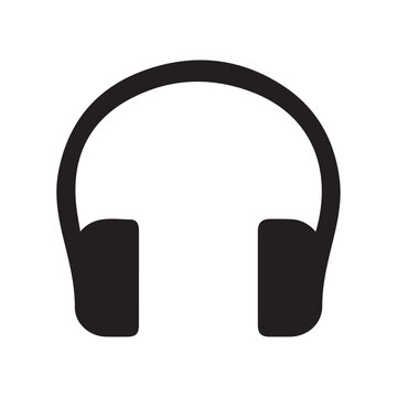 Black silhouette of headphones a flat icon on a white background for audio and music related concepts headset earphones