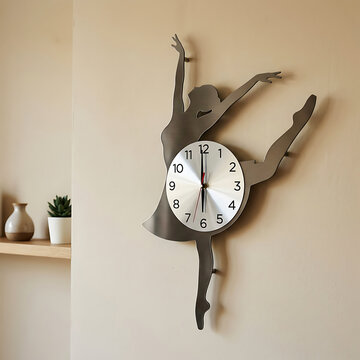 Metallic dancer clock with white face