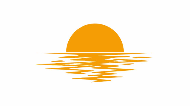 Abstract orange sun and water reflection graphic design