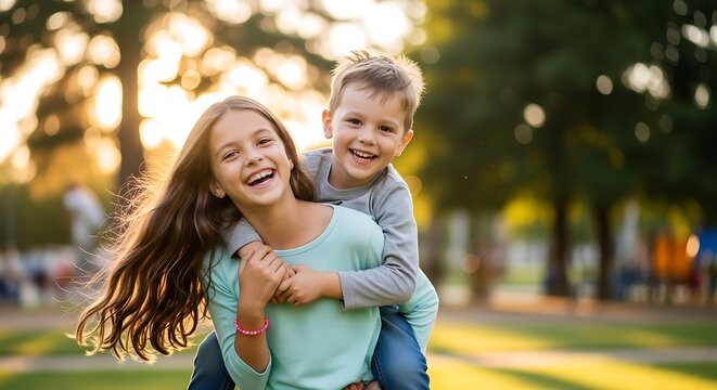 Happy Mother and Child Bonding Outdoors in Park.