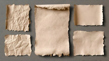 Fototapeta premium Realistic paper texture overlay, grunge rectangle frames with creases and torn edges. Distressed poster template, old folded vintage photo border overlay, retro album cover background vector