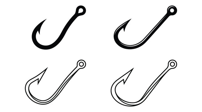 Fishing Hooks In Black Silhouette angling bait