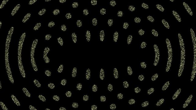 Abstract pattern of golden dots and ripples on a black background, creating a sense of cosmic energy or digital network.