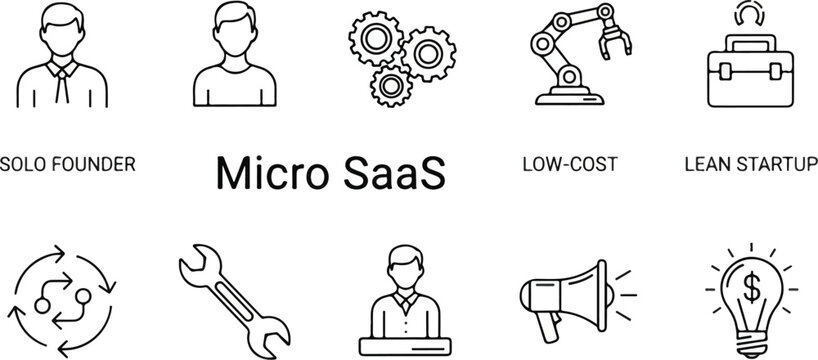 Industrial automation and manufacturing workforce management icons