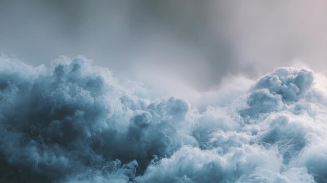 Thick, textured clouds fill the frame with dynamic movement and depth, highlighting the beauty of turbulent weather. The image captures the raw energy of nature in a captivating way