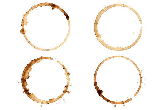Coffee Stain Ring Collection Isolated on transparent Background