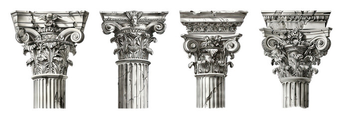 Naklejka premium PNG Intricate classical architectural column capitals on transparent background