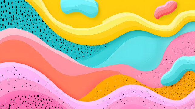 Creative concept of abstract summer bright cover with wavy shapes in pastel colors. Modern design template in trendy geometric style for card or posterfor corporate identity, branding, social media.