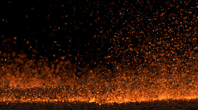 Fire Embers and Spark Shower Overlay, white background and Black Background Versions. Fire embers with floating sparks and particle shower, provided as white background overlay Stock Illustration