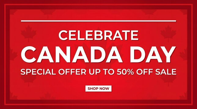 Happy canada day sale banner celebrate with up to 50 off festive canadian promotion graphic
