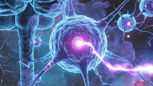 A glowing human brain connected to a network of active neurons
