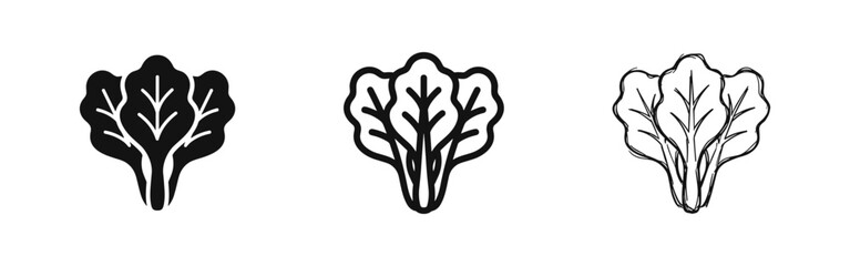 Naklejka premium Spinach or lettuce vegetable leaf icon set