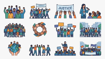 Fototapeta premium Protesters rally for social justice causes.