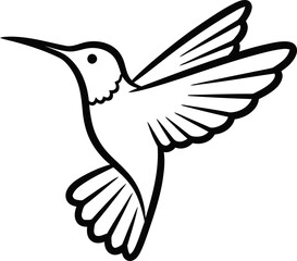 Obraz premium Hummingbird Silhouette - Minimalist Outline of a Bird in Flight