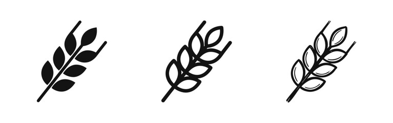 Wheat ear stalk icon set, agriculture and organic harvest symbols © drawing lines