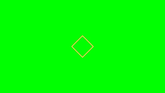 A simple yellow rhombus shape centered on a vibrant green screen background, perfect for graphic design overlays.