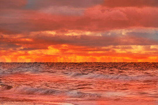 A photographic illustration of the heat sea that is overheating and showing the state of the world's oceans during extreme climate warming.